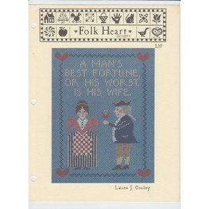 Folk Heart Designs Mans Best Worst Fortune Wife Cross Stitch Pattern Conley